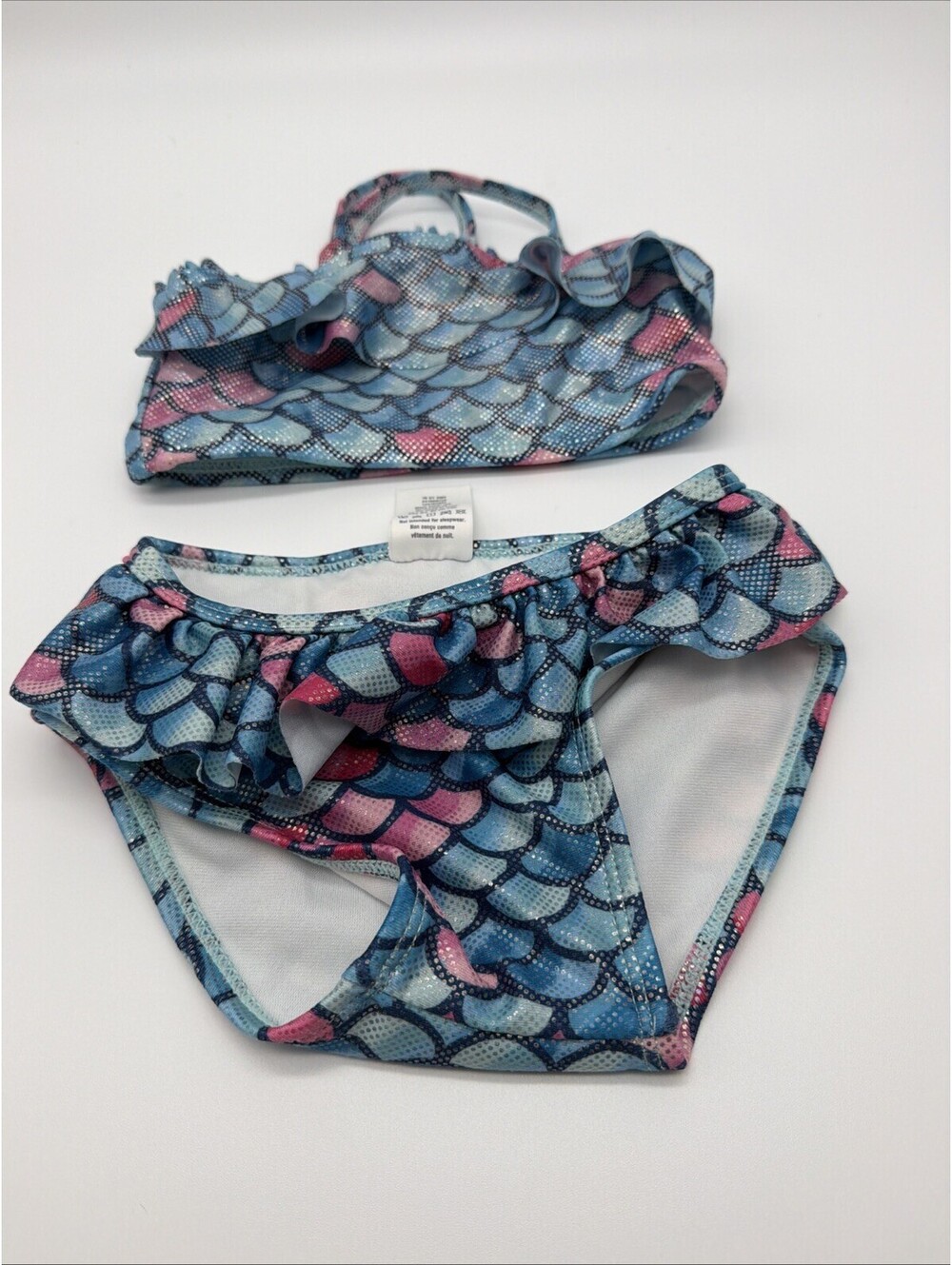 Gymboree Baby Girls Swimsuit 2 Piece 12-18m Mermaid Scales Blue Pink Sparkle UPF